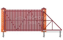 Откатные ворота 2200×3500 из металлического штакетника ВЭ-5485